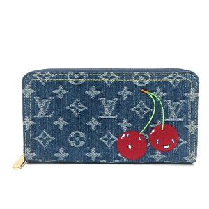 LOUIS VUITTON M23161 Murakami Takashi Monogram Denim Zippy Wallet Cherry Wallet